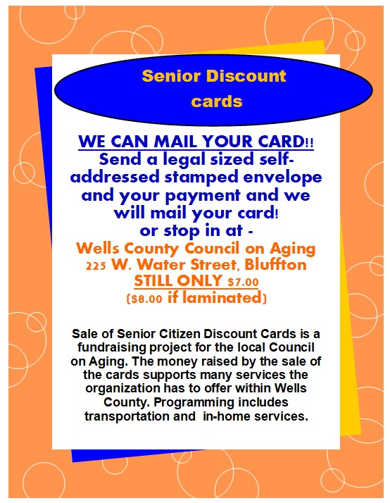 Senior Citizen Discount Card Wells County Council on Aging